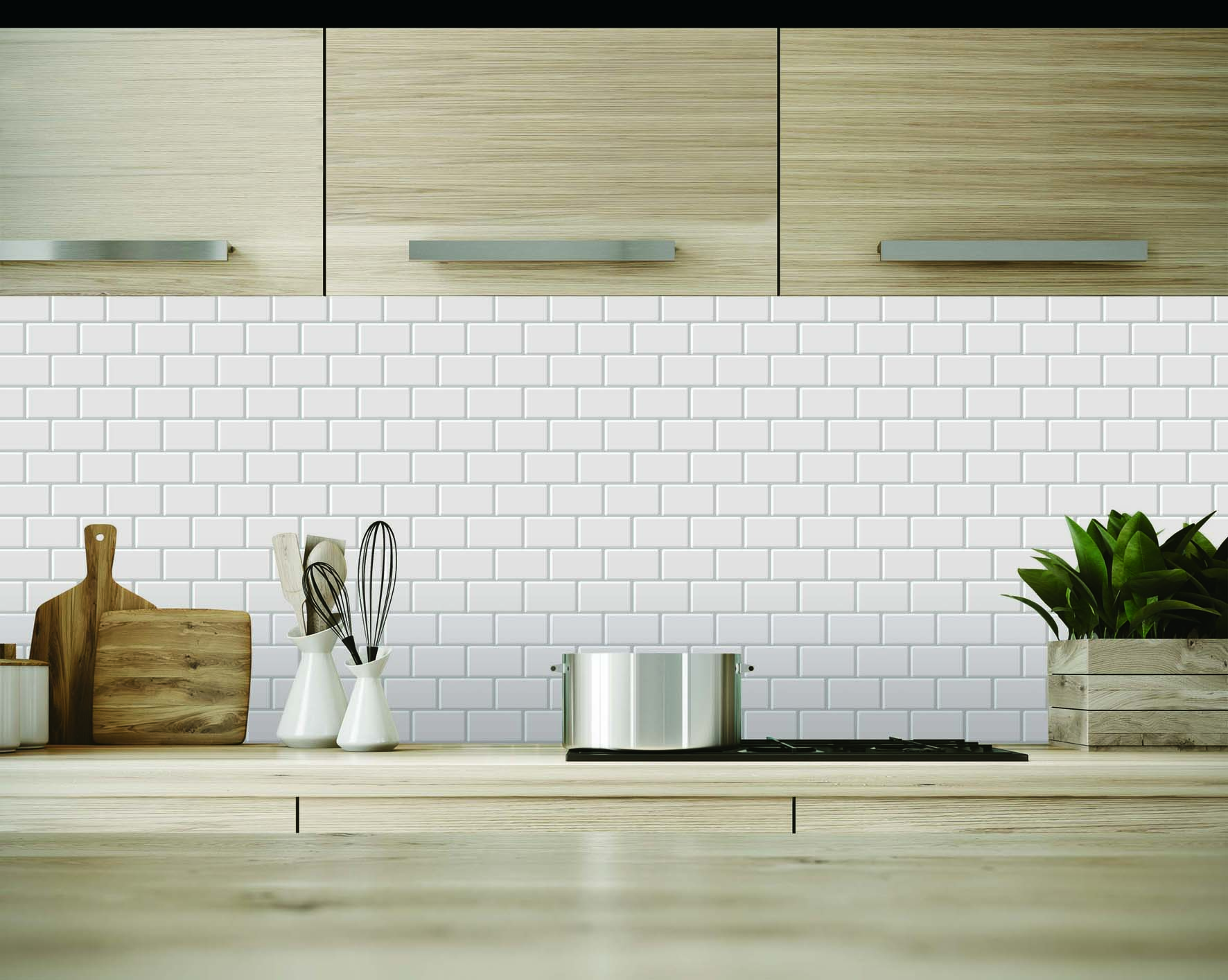 Peel and Stick Kitchen Backsplash Tiles, White Decorative