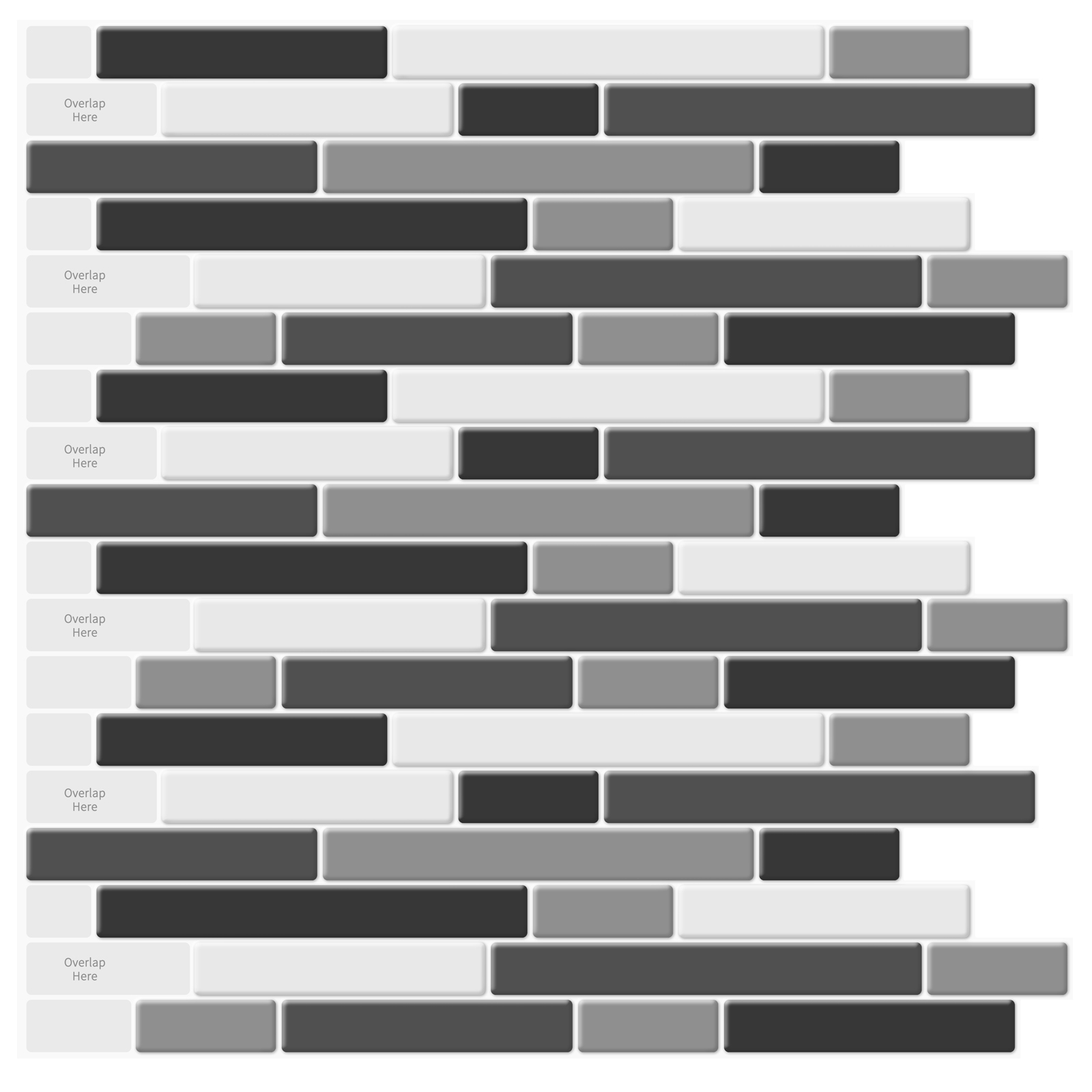 10-Sheets Peel and Stick Backsplash Tile, 3D Self-Adhesive Tile Stickers for Kitchen, Bathroom, Counter Top, Mirror Background, Grey-Black-White